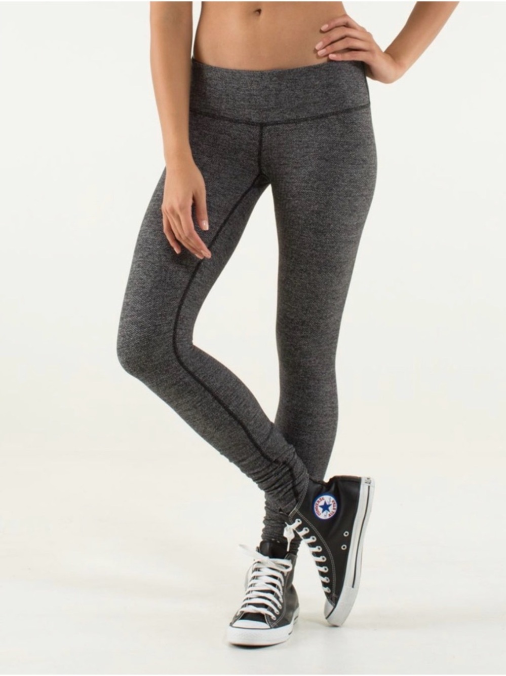 Lululemon Wunder Under 28” High-Rise Leggings Heathered Herringbone Black Size 6